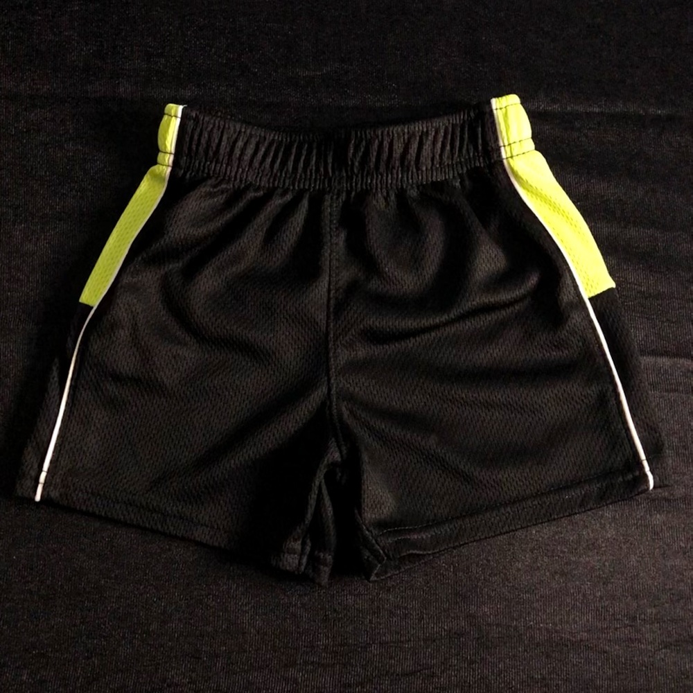 Infant Boy Black and Lime Green Basketball Shorts